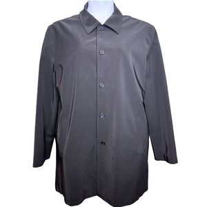 Vintage Theory Mens Black Lightweight Trench Coat Size L Minimalist Classic‎